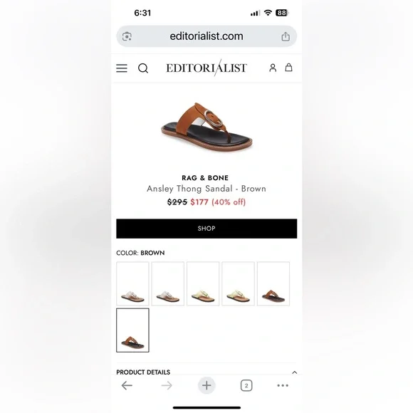 Rag & Bone Ansley brown microsuede thong sandal sz 39/9 - Picture 11 of 11